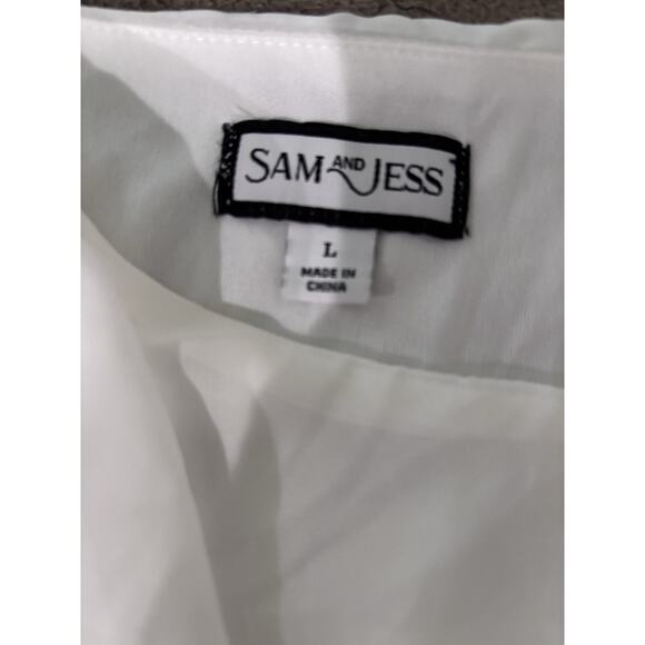 Sam & Jess White Sheer Flowing Blouse Large Bell Sleeves Round N Stretchy Bottom - Picture 4 of 7